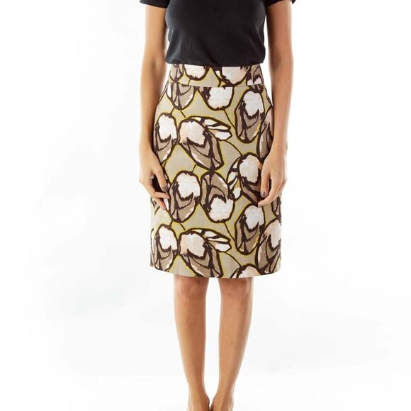 Ann Taylor Brown Floral Pencil Skirt - Picture 1 of 3